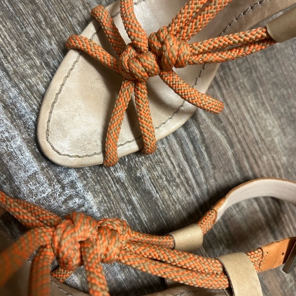 SCHUTZ 8.5 (Anthropologie) EUC GUC Orange utility rope Tan Block Heel Sandals - Picture 13 of 15